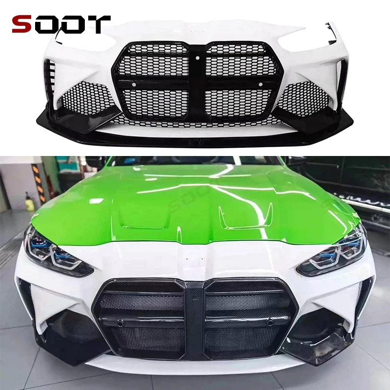 

For BMW M3 G80 M4 G82 2021+ Dry Carbon fiber front bumper Grill Front face car grille body kit Replacement installation