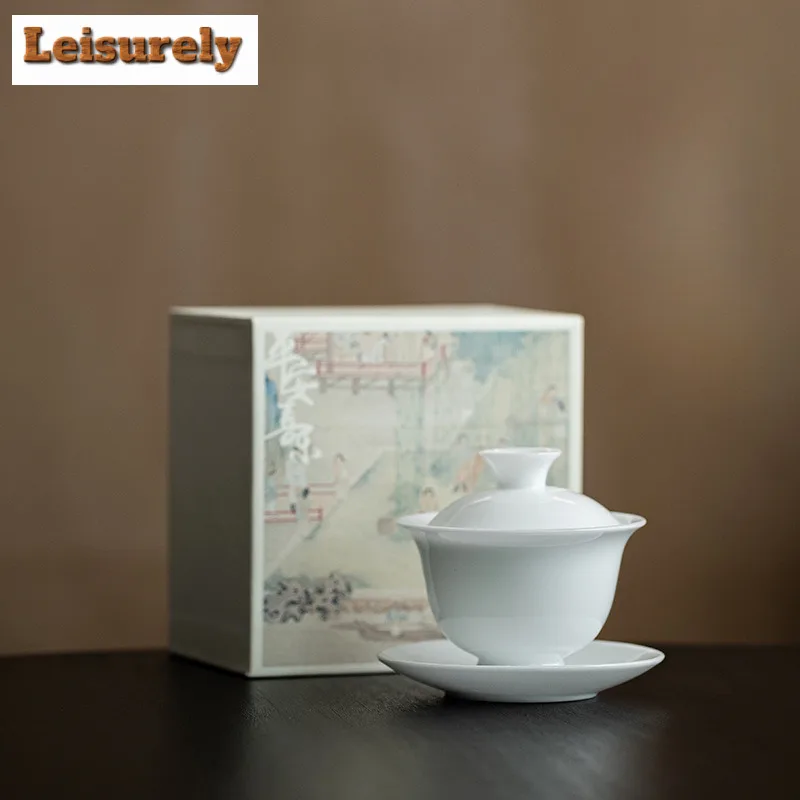 

140 мл ледяной нефритовый фарфор Gaiwan Linglong три таланта чай Tureen Японский чай чайные принадлежности чаша для коллекции