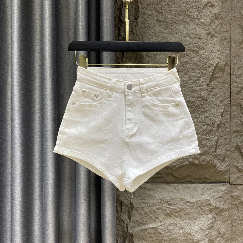 Witte Korte Broek Voor Vrouwen Koreaanse Mode Persoonlijkheid Hoge Taille Buit Shorts Jeans