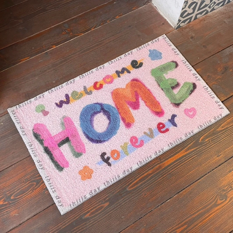 Cartoon Door Mats Letter Pattern Dirt-resistant Foot Mat Pink Cute Easy-to-care Carpet Non-slip Wear-resistant Balcony Rug Ковер