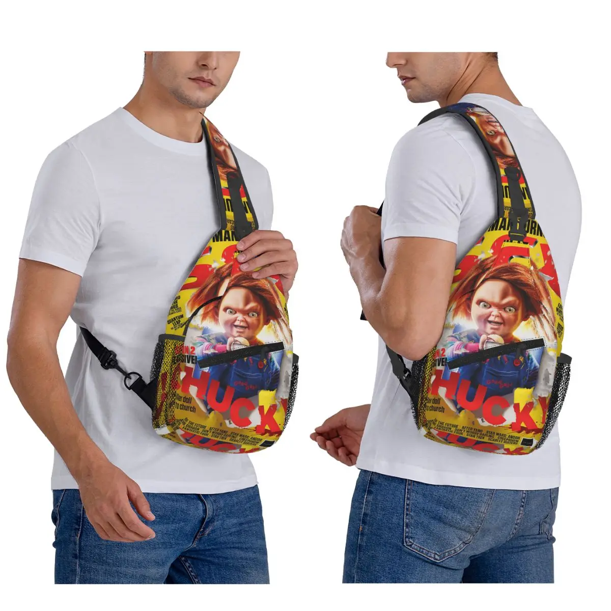 

Cool Friends Till The End Chucky Chest Bag Men Sling Crossbody Backpack Chest Bag Travel Hiking Daypack Shoulder Bag