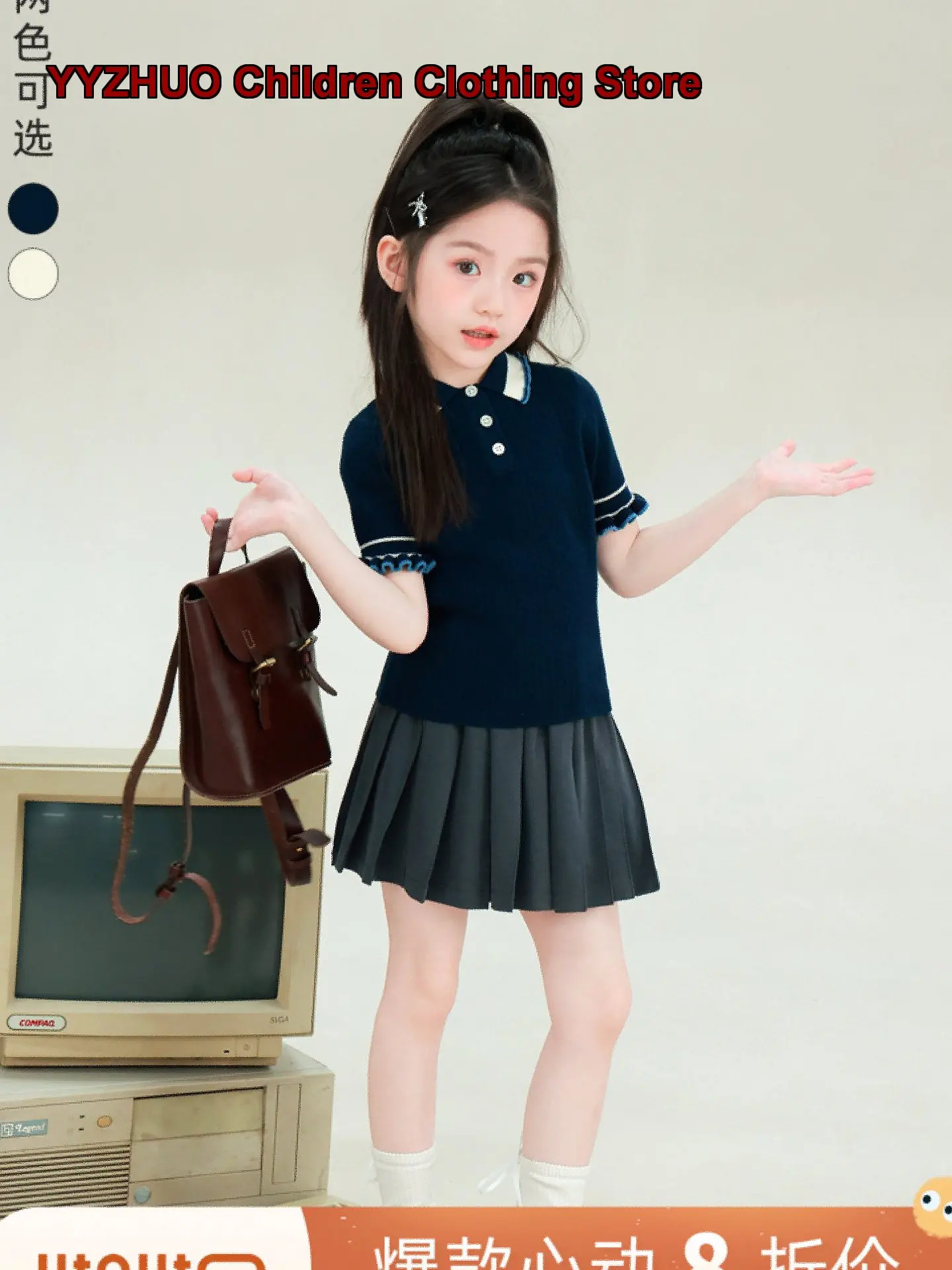 Girls Lace Sleeve Short Sleeves Pure Cotton Round Neck British-style Thin Top 2026 Summer