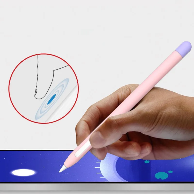 Funda de silicona para Apple Pencil 2, funda antideslizante para IPad Pen 2, con tapa para bolígrafo