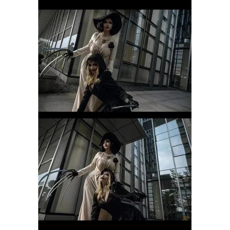 فساتين الشر المقيمة للنساء مصاص دماء سيدة Alcina Dimitrescu أزياء تنكرية بياقة مربعة ملابس أنيقة للخريف والشتاء