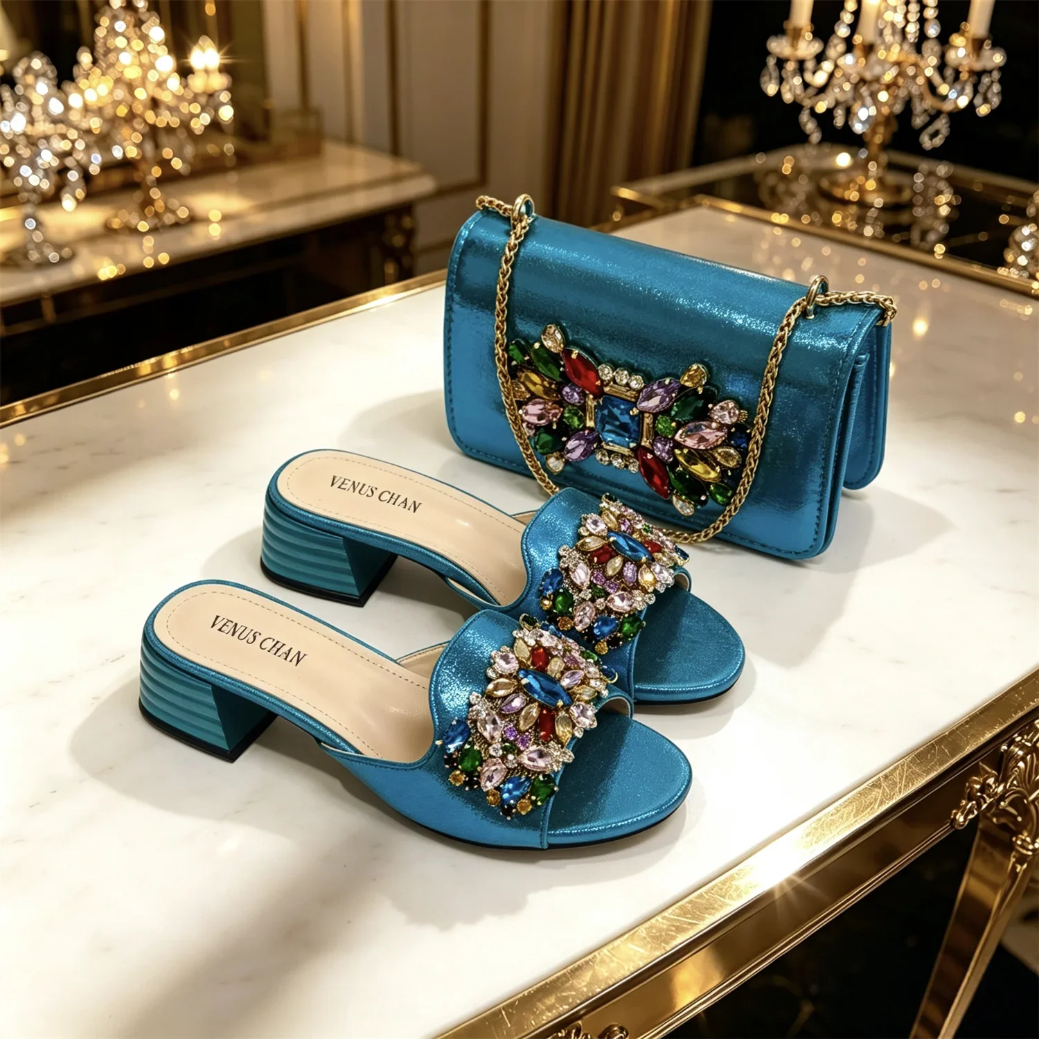 Italienische Mode-Bankettschuhe und -Taschen, afrikanische Damenhandtaschen mit Strassverzierung und Damen-High-Heels – Detail 37