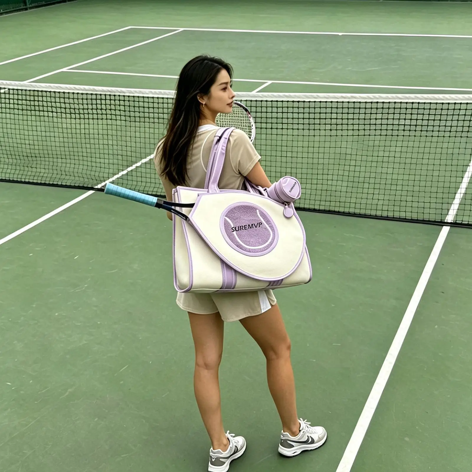 

Waterproof Tennis and Racquet Sports Bag PU Fitness Duffel Organizer for School Outdoor Tour