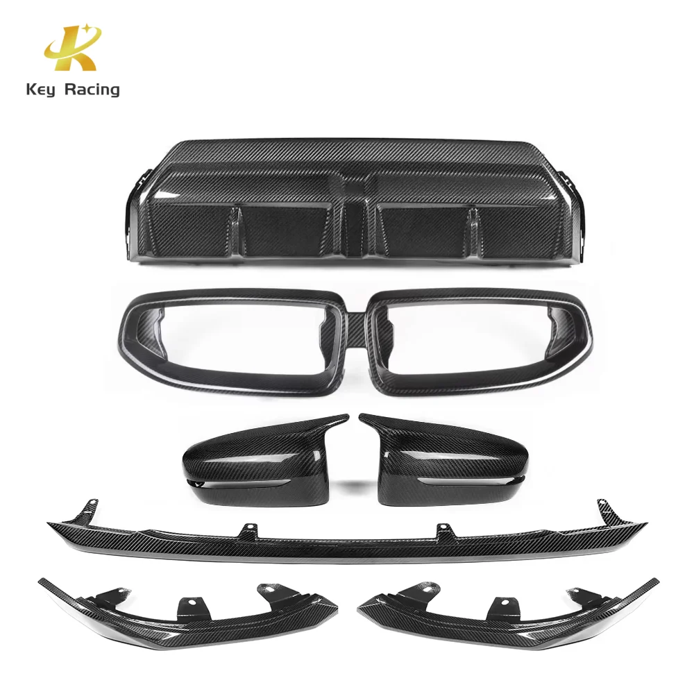 Dry Carbon Fiber Bodykit Front Lip Mirror Cover Front Bumper Grille Frame Rear Diffuser For BMW G42 M2 Coupe M235i M240i