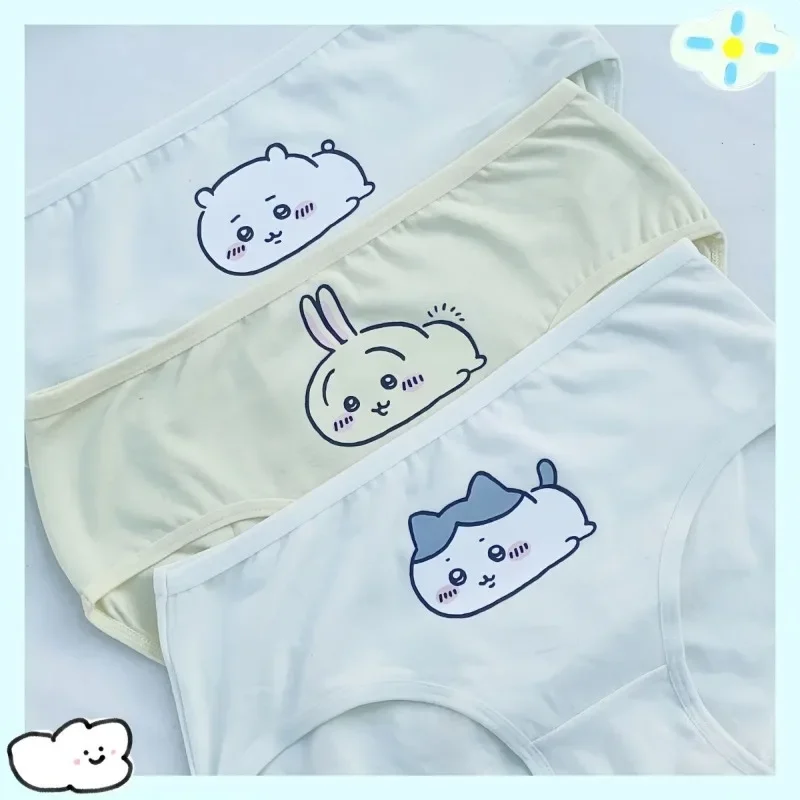 Kawaii Chiikawa Hachiware Usagi Cartoon Anime Women Underwear Girl Panties Cotton Briefs Cute Lingerie White Soft Triangle Pants