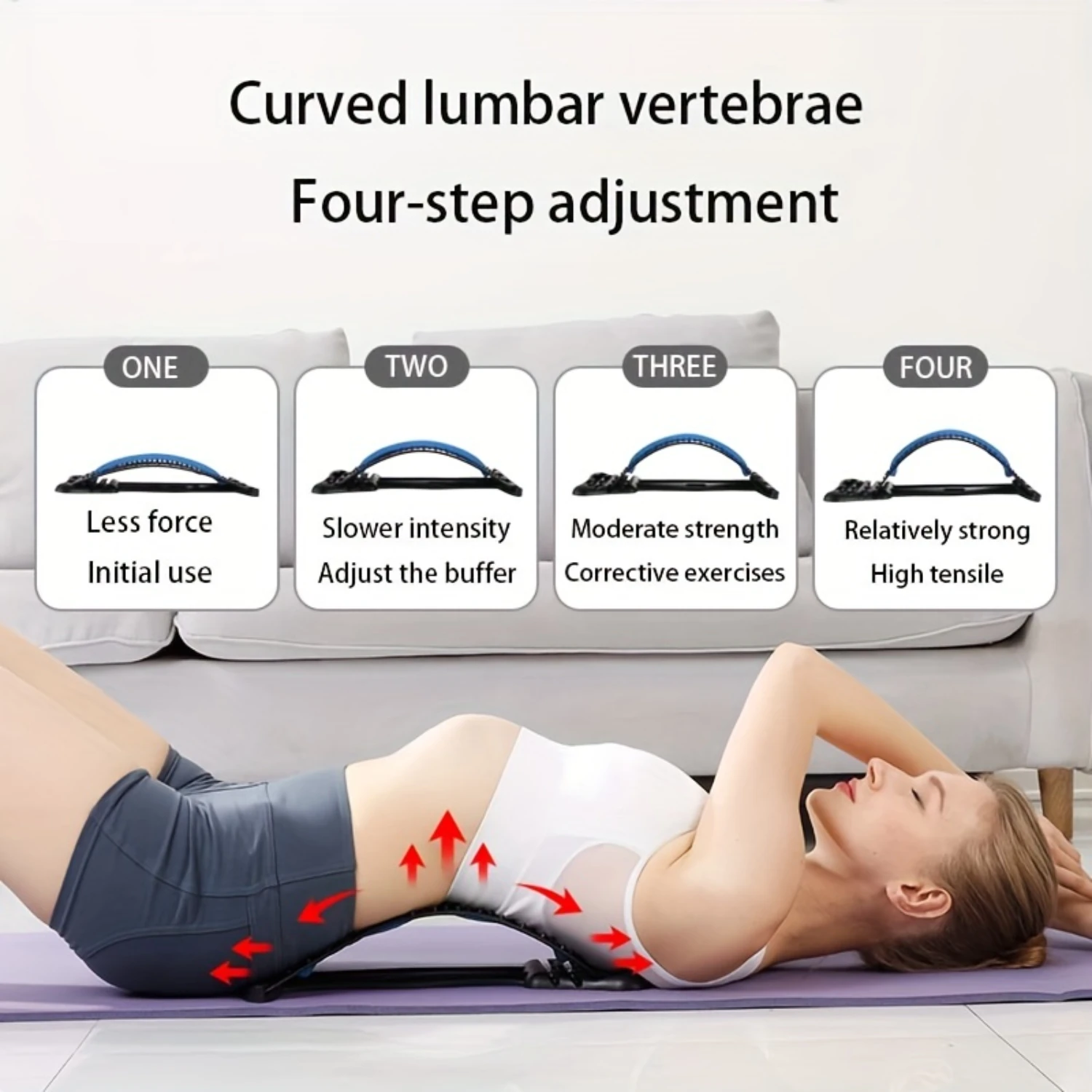 Premium Lumbar Back Relaxer - Multi-Level Massager, Posture Corrector, Stretcher for Lower and Upper Back Support. Adjustable, U