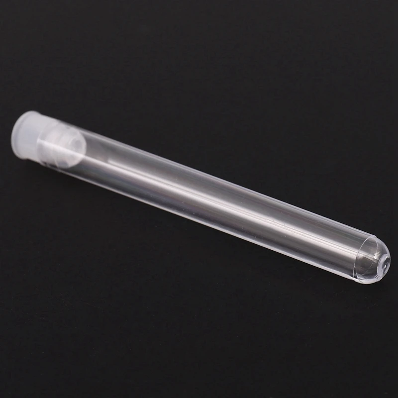 500Pcs Clear Plastic Test Tube With Cap 12X100mm U-Shaped Bottom Long Transparent Test Tube Lab Supplies