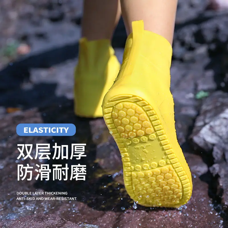 

Rain Shoe Cover Waterproof Non-slip Thickened Wear-resistant Silicone Repeated Use Women's Outdoor Rainproof