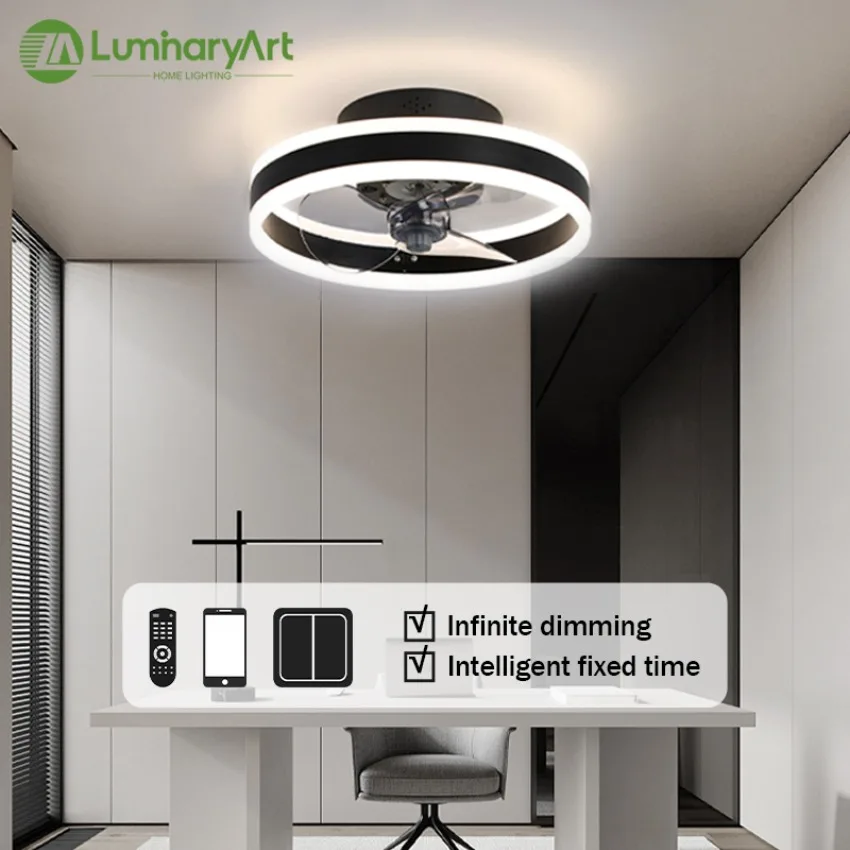 

Circular LED Ceiling Fan Light Modern Intelligent Remote Control Light Living Room Bedroom Kitchen Dining Room Decoration Light