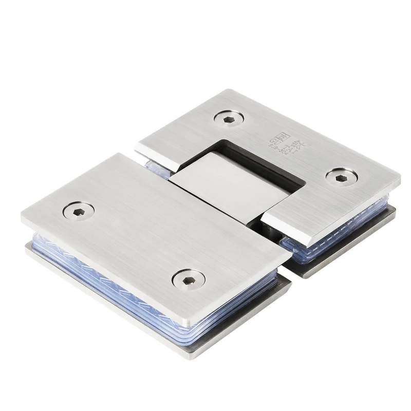 304 stainless steel bathroom clip 180 degree two-way tempered glass door hinge fold