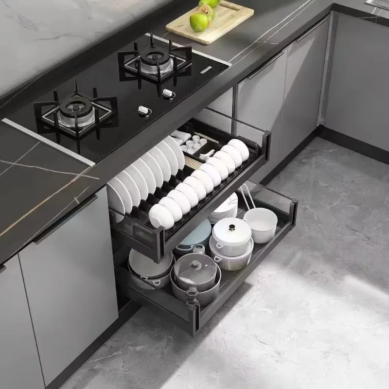 Hot Selling Organizer Drawer 2 Tier Kitchen Basket Drawers Cabinet Pull Out Basket Dish Drying Rack
