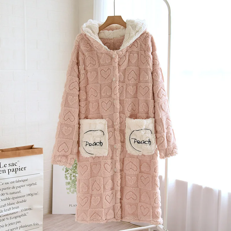 Autumn Winter Sleepwear For Sleeping Warm Hooded Robe Women Pajamas Bathrobe Woman Clothing Pijama Mujer Flannel Pyjama New Hot