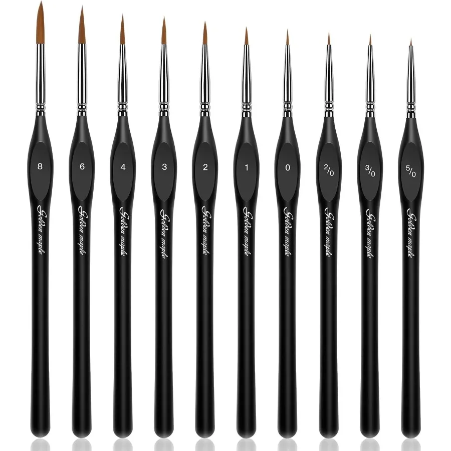 Набор миниатюрных кистей для рисования деталей, 10 шт., для прецизионных произведений искусства и модели, идеально подходит для акриловой акварели и масляной живописи