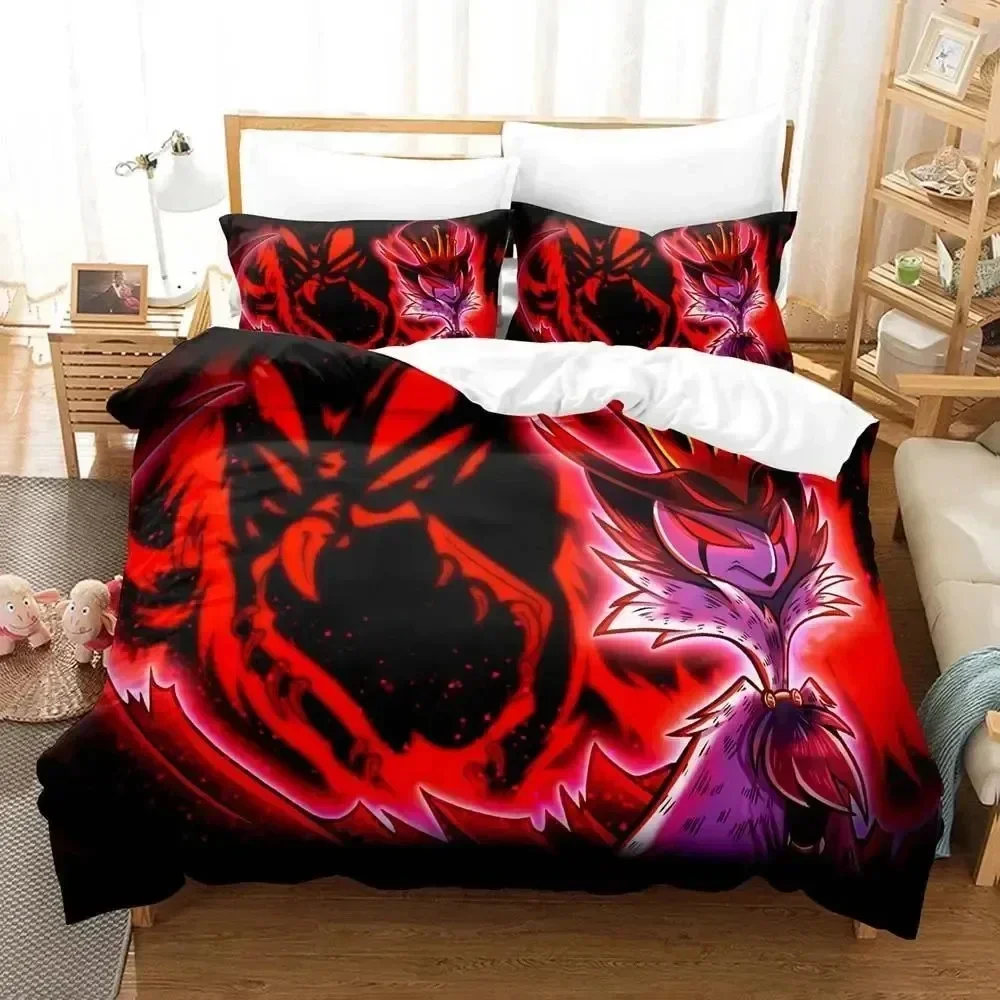 3D Print Anime Stolas Helluva Hazbin Hotels Boss Printed Bed Set Duvet Cover Bedding Set Bed Linen Sheet Quilt Cover Queen Size