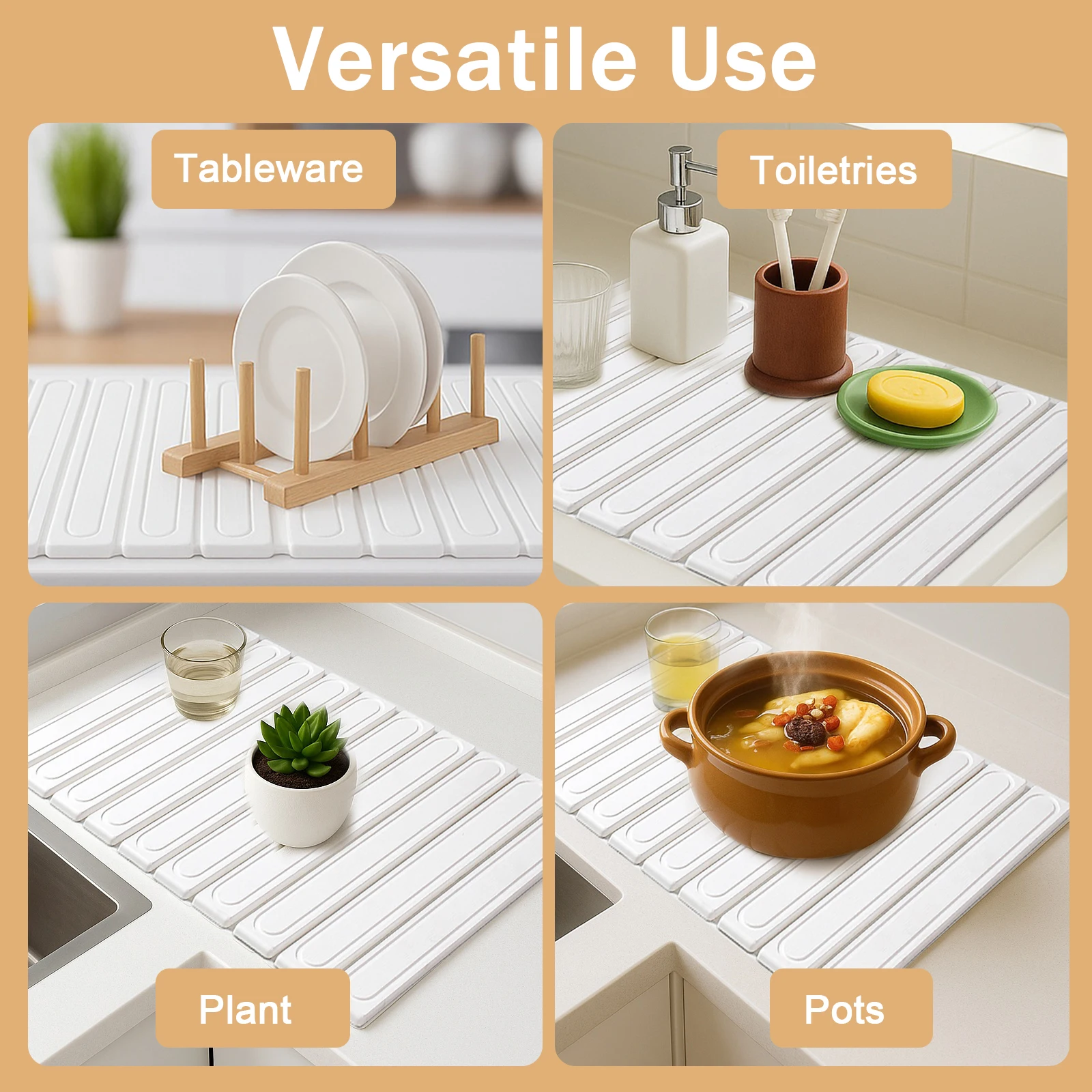 Kieselgur-Schalen-Trocknungsmatte für die Küchentheke, faltbare, umweltfreundliche, schnell trocknende, wasserabsorbierende Matte für Teller, Tassen – Detail 2