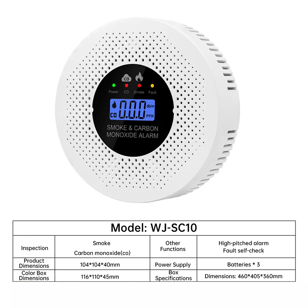 2-in-1 Intelligenter Kohlenmonoxid-Detektor mit LCD-Anzeige, Kohlenmonoxid-Alarm, Batteriebetrieben für Haus, Wohnung, Küche – Detail 1