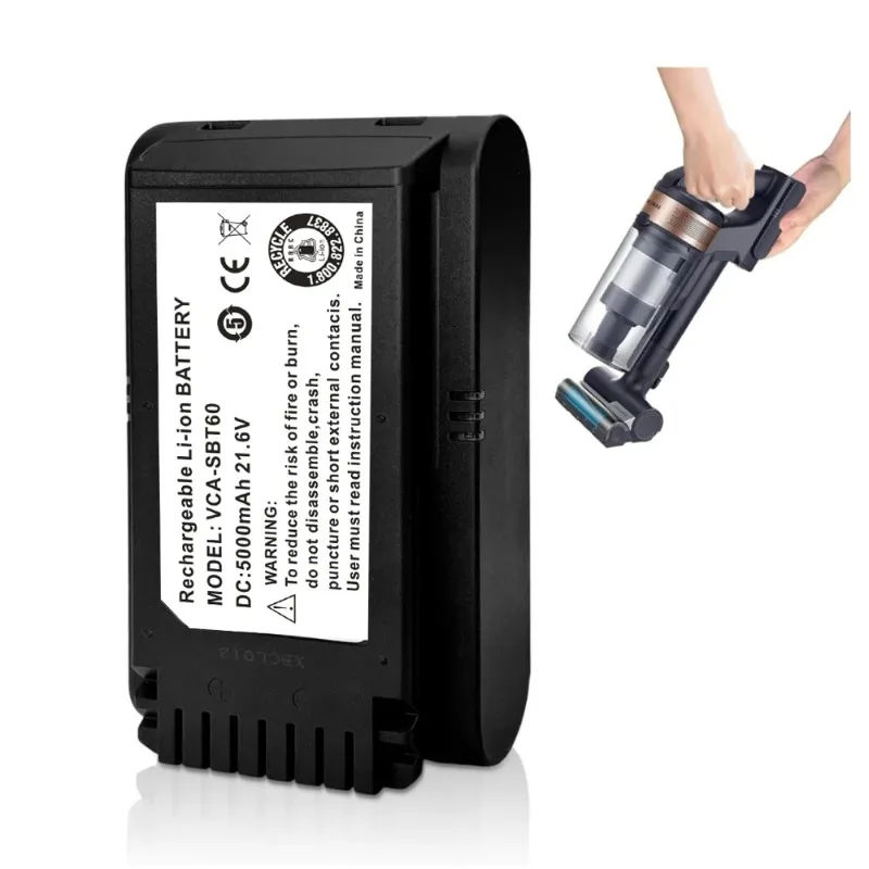 

for Samsung JET75/JET90 Battery VCA-SBT90 21.6V 5000mAh Li-ion for JET75 Complete/JET90 Pet Vacuum Cleaner.