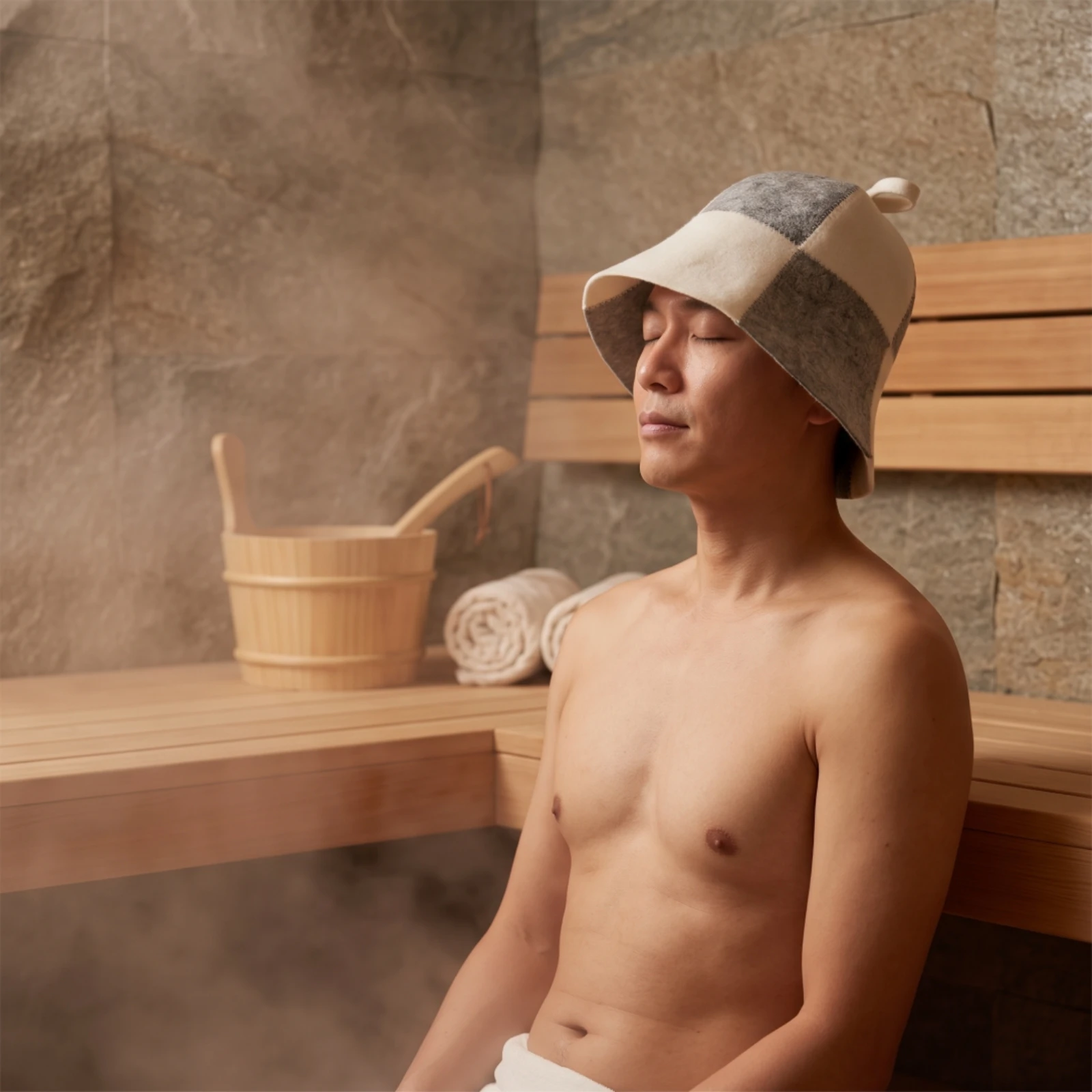 Felt Sauna Hat Temperature-Regulating Sauna Hat with Loop Insulated Breathable for Spa Enthusiasts, Steam Room, Bath