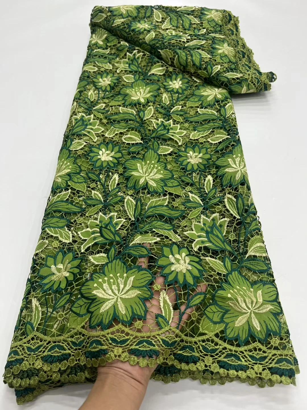 

Новейшая зеленая водорастворимая кружевная ткань 2021, высокое качество, африканский нигерийский гипюровый шнур, кружевная ткань для женщин, праздничное платье KR25138