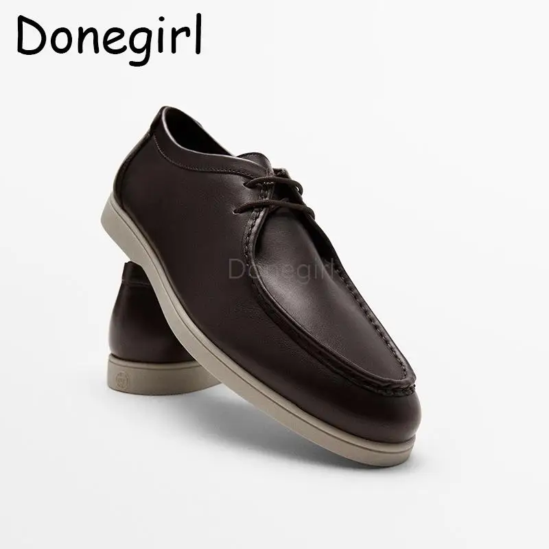 

Donegirl 2023 New Fashion Spring Autumn Men Lacing Leather Flats Shoes Solid Simple Commute Comfort Casual Shoes Male Chic