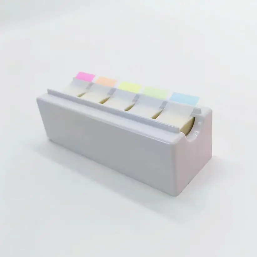 Pronoti Half-Color Transparent Index Tabs: Sticky Note Flags with Printed Arrows, featuring a Pop-Up Transparent Dispenser for O