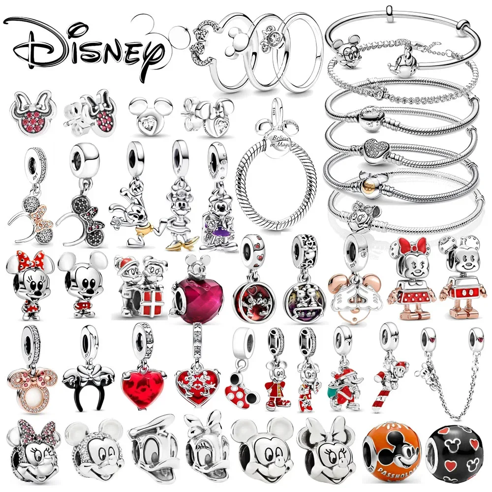 

New Miniso Disney Mickey&Minni Marie Cat Stitch Beads Charms Fit Original European Silver Bracelet DIY Jewelry Gifts