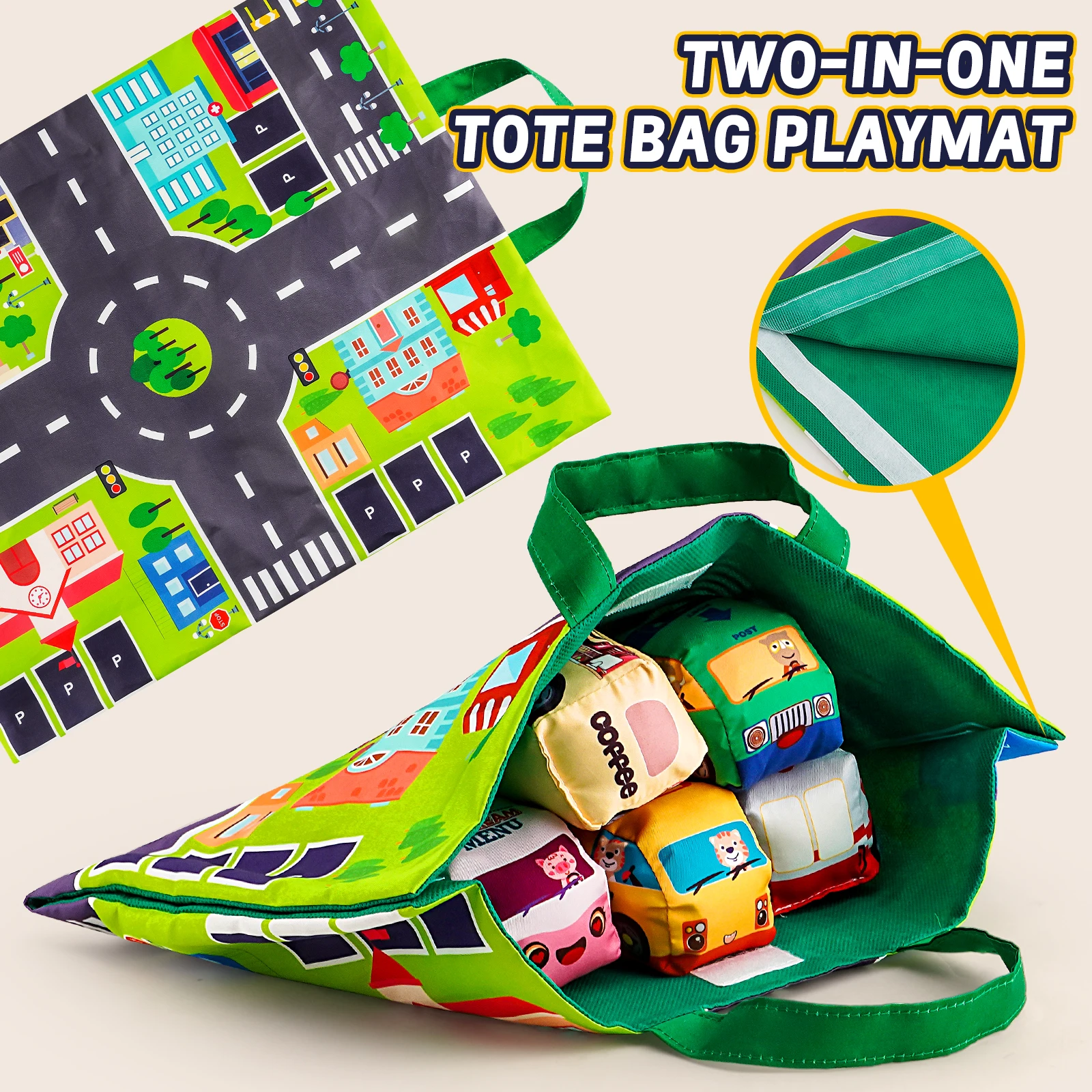 Tapis de jeu de circulation routière de la ville pour les enfants, jeu de voiture de simulation, antidérapant, lavable