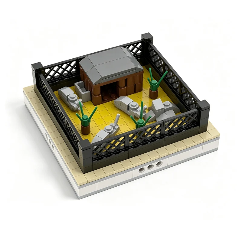 City Street View Model MOC Building Bricks Rhinos Zoo Exhibit Modular Technology Gifts Holiday Assemble Toys Suit Display
