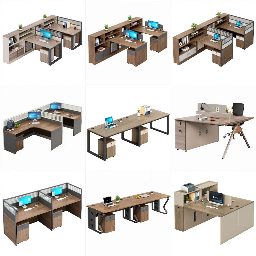 Modular Wooden Panel Office Desk With Movable Partition Cubicles Modern Workstation Furniture 6