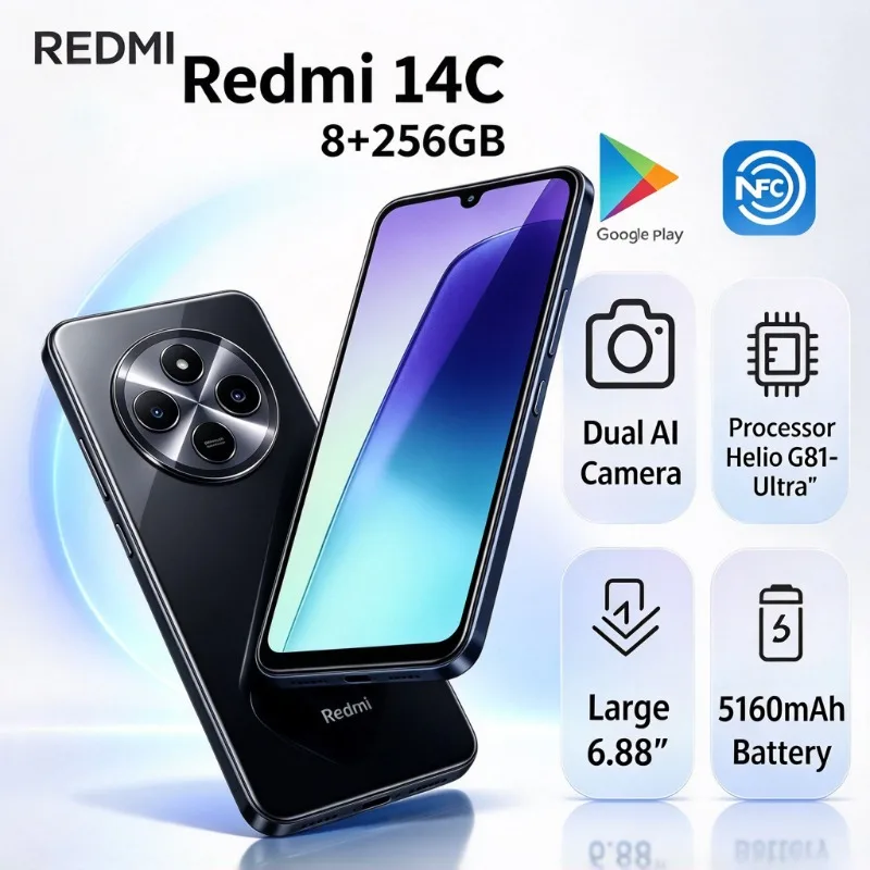 2026 New REDMI 14C phone Features a 5160mAh High-Capacity Battery, a 120Hz Display, and a 50MP + 13MP Dual-Camera Setup