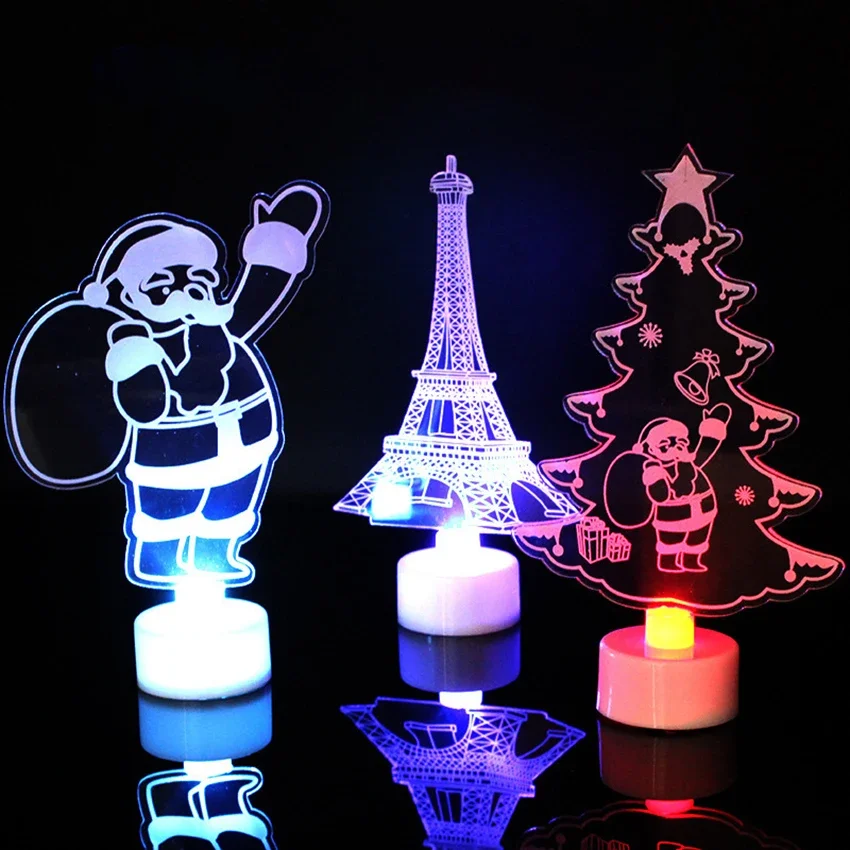 Nhiều Màu Sắc 3D Kiểu Dáng Bóng Đèn LED Santa Cây Giáng Sinh Apple Tháp Đèn Flash Đèn Ngủ Trang Trí Đèn Ngủ Cho Trẻ Em Phòng Ngủ Đầu Giường