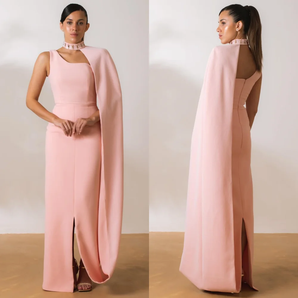 Ball Dress Evening Prom   Satin Beading  A-line High Collar Bespoke Occasion Gown Long es Saudi Arabia
