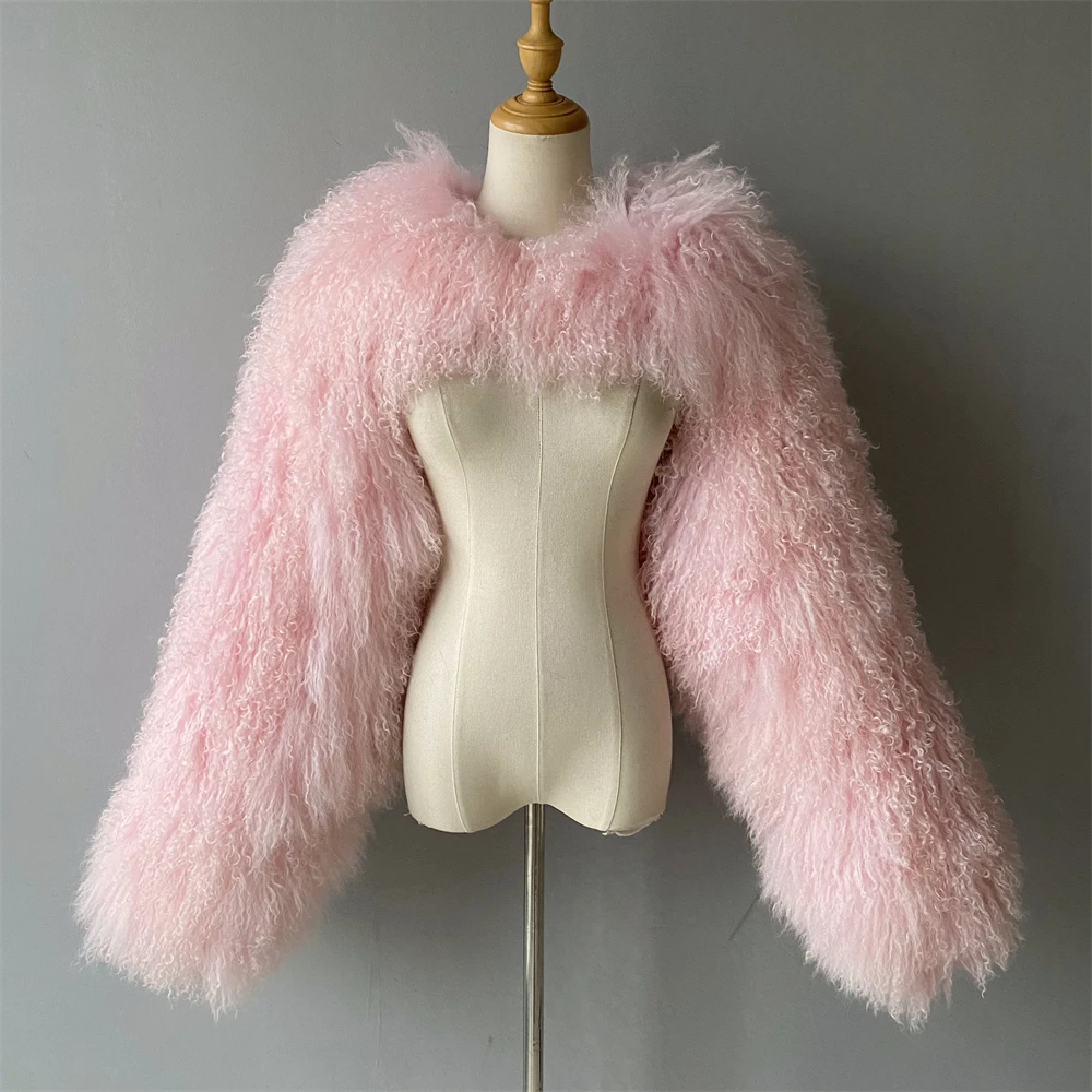 Jaxmonoy Reale Mongolo Cappotto di Pelliccia di Pecora di Colore Solido Soffici Maniche di Pelliccia Autunno Inverno Nuovo Design Mongolo Cappotti di Pelliccia Femminile 2025