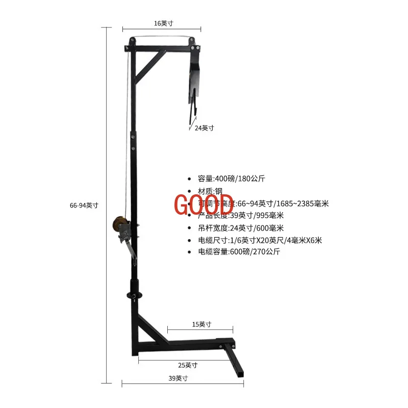 Hunting pickup truck crane truck winch deer rack