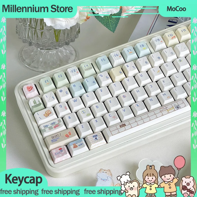 

MoCoo-Notebook Theme Keycap Custom Cherry Profile Keycaps Milk White Minimalist PBT Keycap for Mechanical KeyCaps Gift Custom