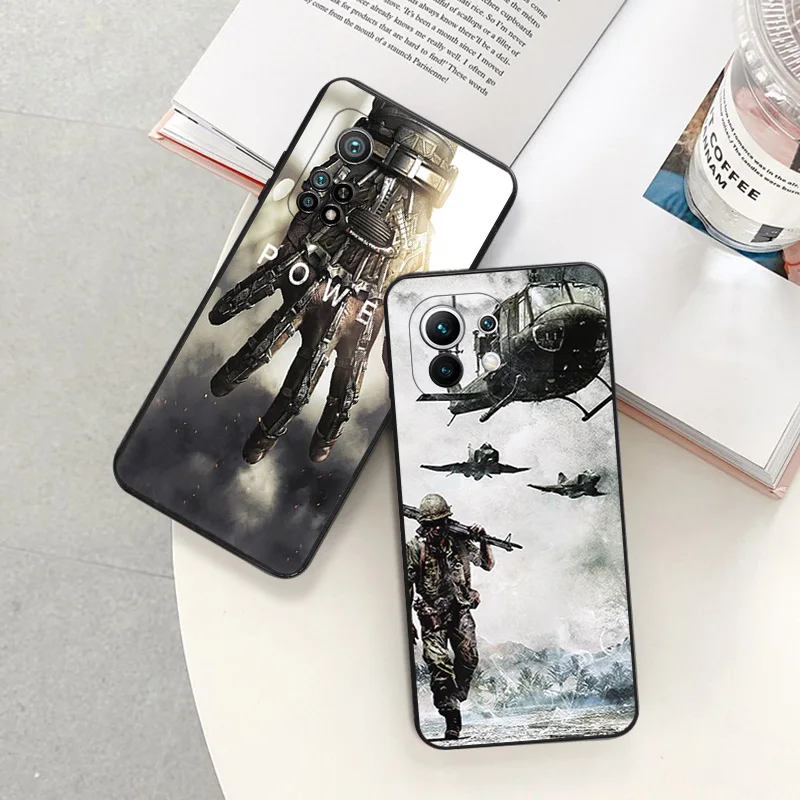 Soft Case for Redmi Note 11 11S 10 Lite 10S 12 12s Note11 Pro 5G 9 9T 8 8T 7 9S Army Soldier Power Black Phone Cases Cover