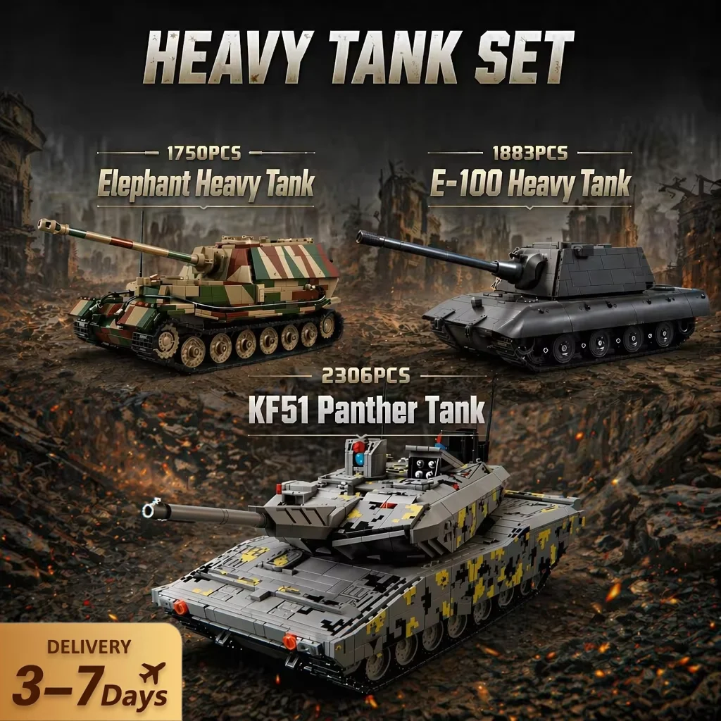  Militär-Panzer-Serie Bausteine-Set Sammelbare Panzer Technik-Bausatz Modellbausatz Ziegelstein-Heimdekoration Kreatives Spielzeug Geschenke für Erwachsene