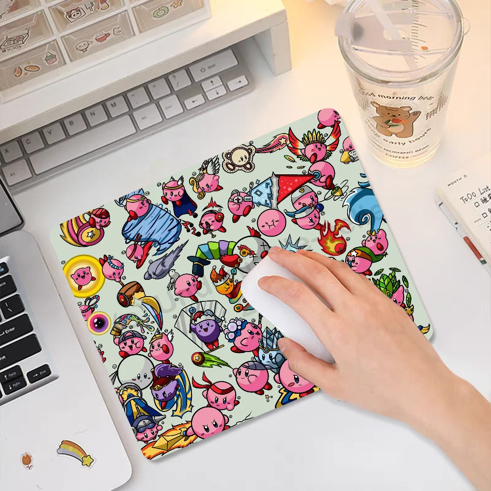 Cartoon Cute K-Kirbys Mousepad RGB Small Size Gaming Mouse Pad With LED Light Desk Mat Super Smooth Non-slip Rubber Bottom
