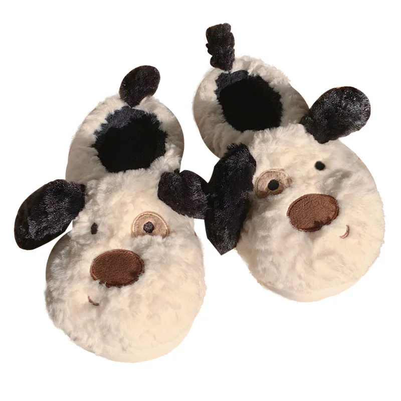 Winter men and women comfortable home non-slip warm plush confinement shoes fun cartoon cute dog couple cotton slippers