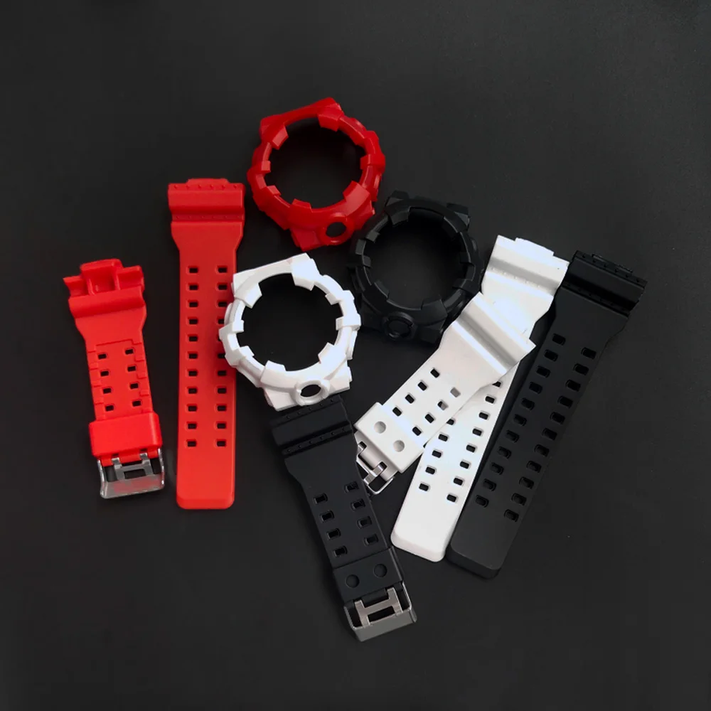 Soft Resin Watch Strap Bezel for GA700 GA-700SK GA710 GA735 Watchband Case Men Watch Band Case Rubber Bracelet