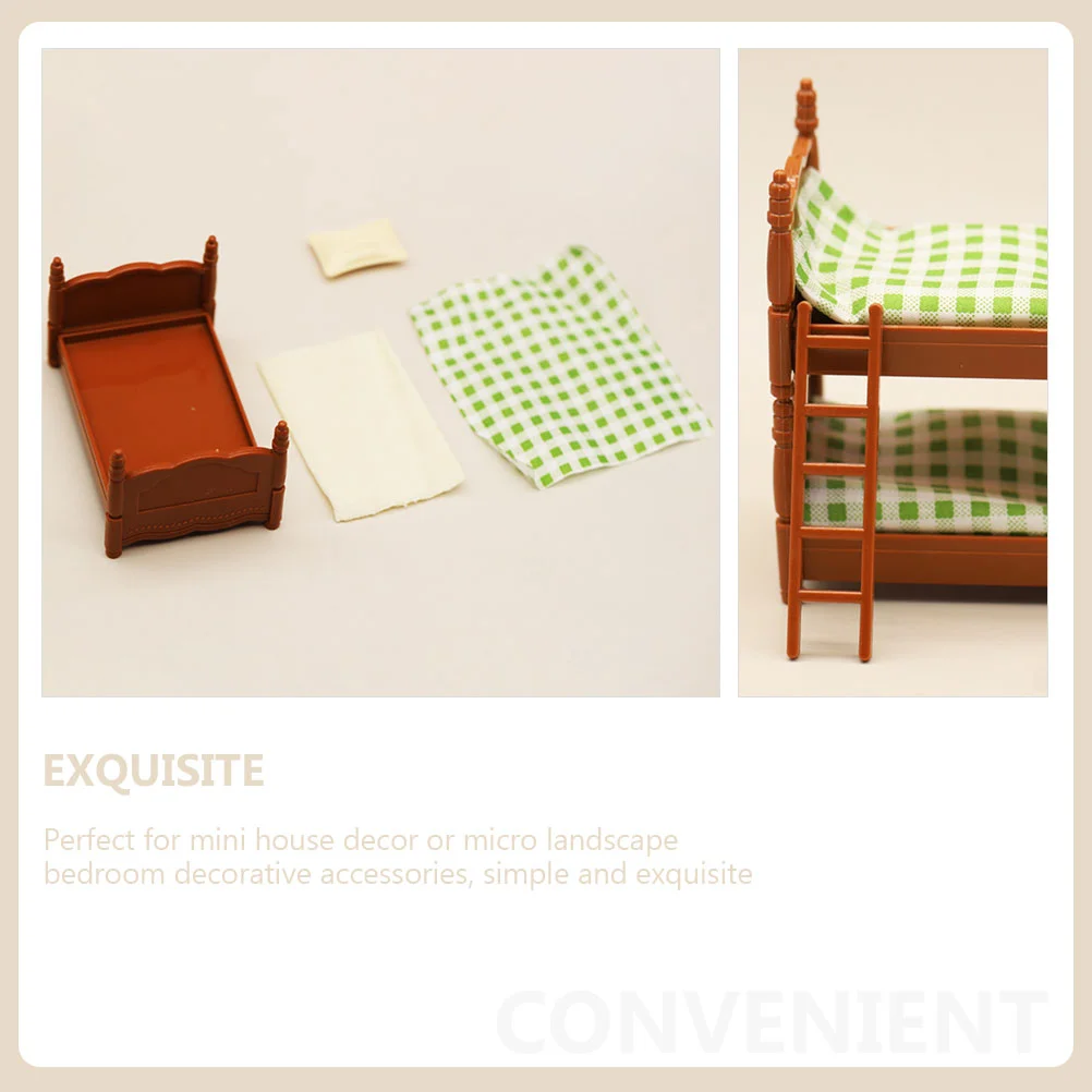Puppenhaus Doppelbett Mini Möbel Modelle Miniatur Etagenbett Requisite Dekor Kind