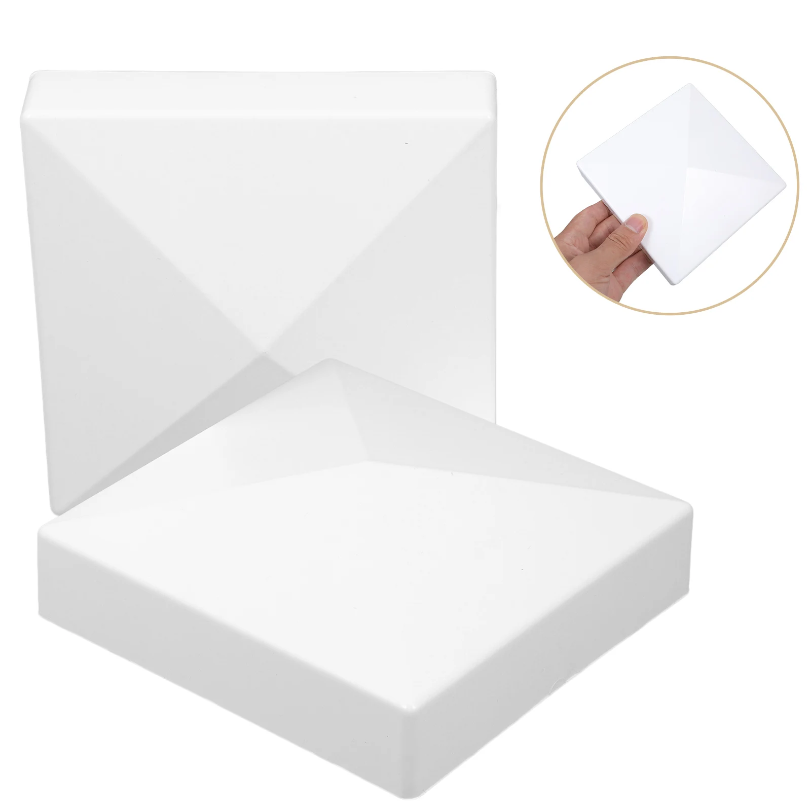 

2pcs Fence Post Caps Abs Plastic White Pyramid Post Topper Piling Cover Privacy Railing Skirt Cap Fence Toppers