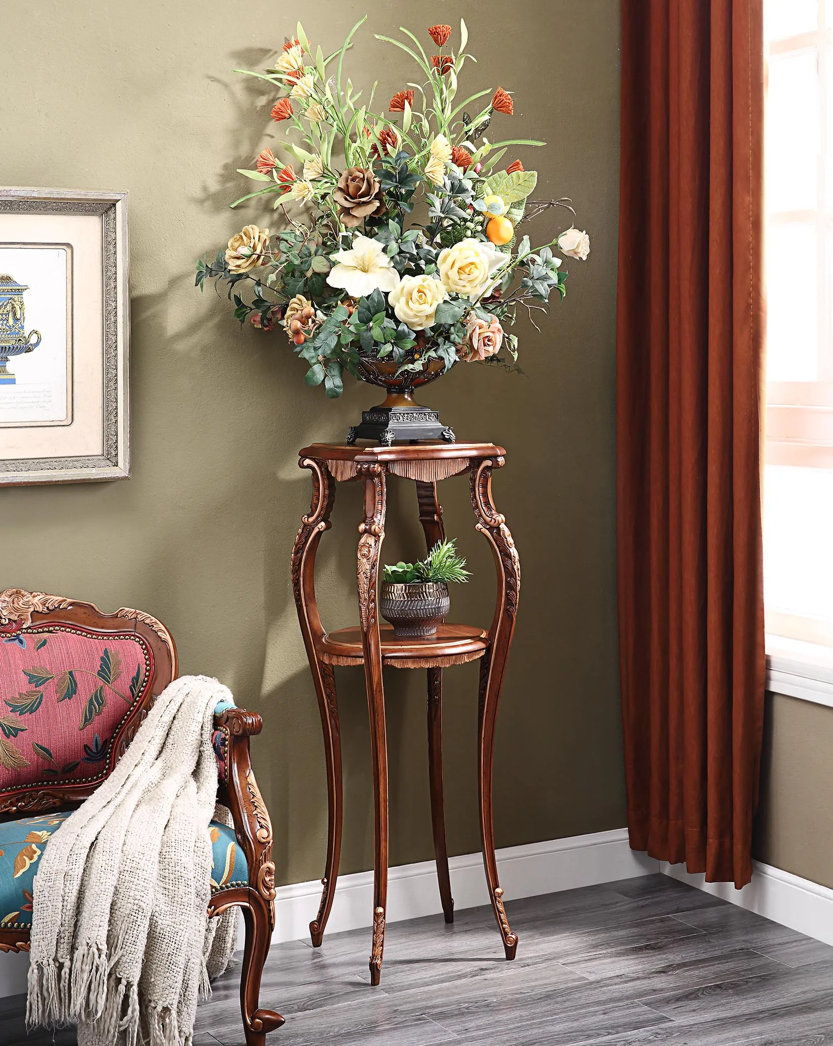 Classical style wooden living room furniture living room decoration living room flower stand