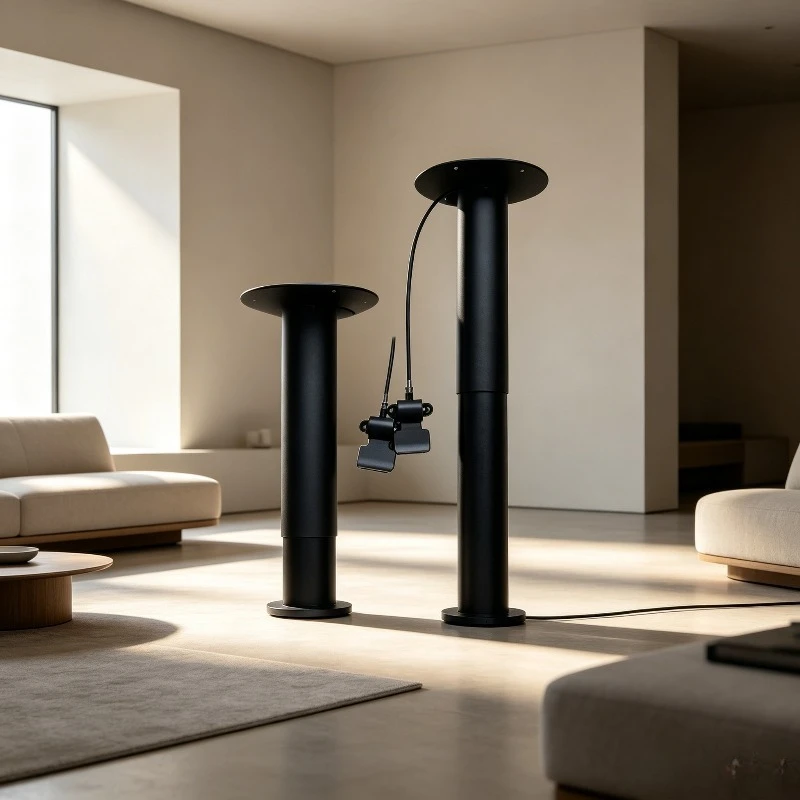 Pneumatic Lift Gas Spring Column, Cable Controlled Table Riser, Push Button Manual Adjuster, Free Stop Vertical Mechanism