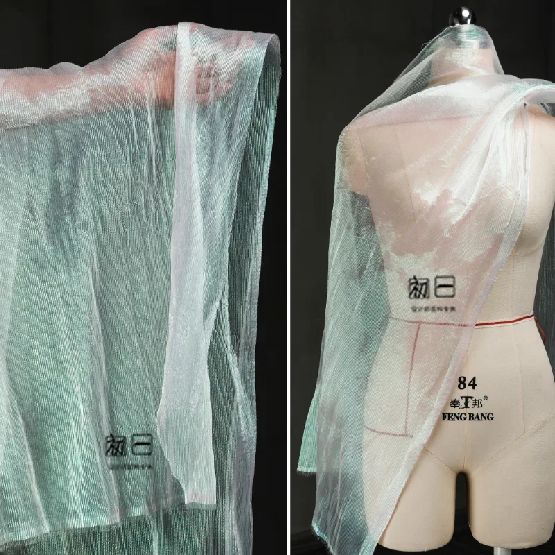 

Светло-розовая градиентная измельченная ткань из органзы «сделай сам», жесткая одежда для выступлений, обувь, шапки, аксессуары, модельер, швейная ткань