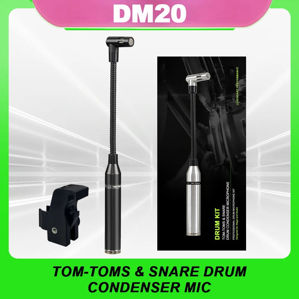 DM20 Metal condenser microphone black drum microphone specifically designed for Tomtoms or Snare