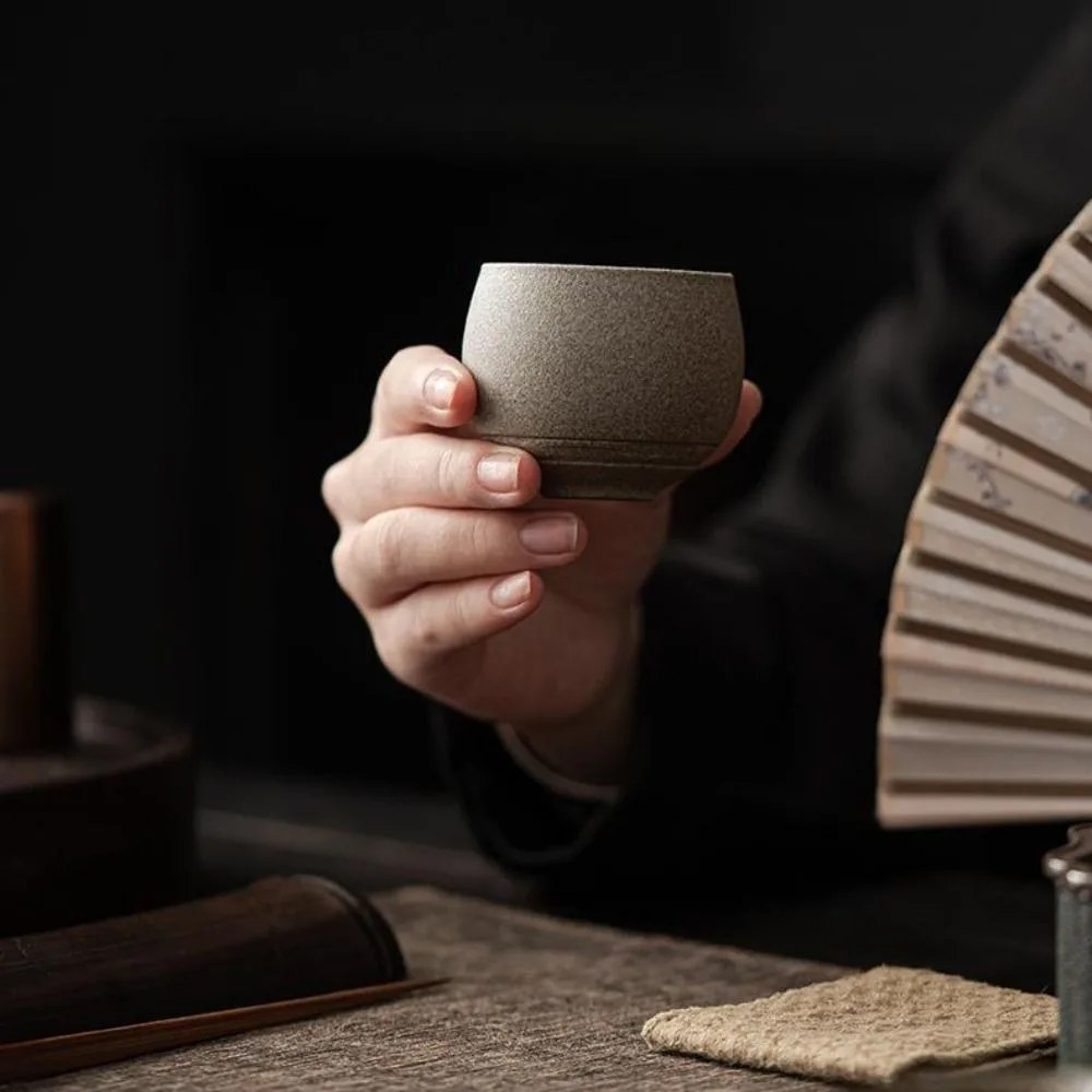 Kung Fu Tea Set Japanese Stoneware Tea Cup 80ml Retro Master Cup Ancient Style Handmade Coffee Mug Afternoon Tea